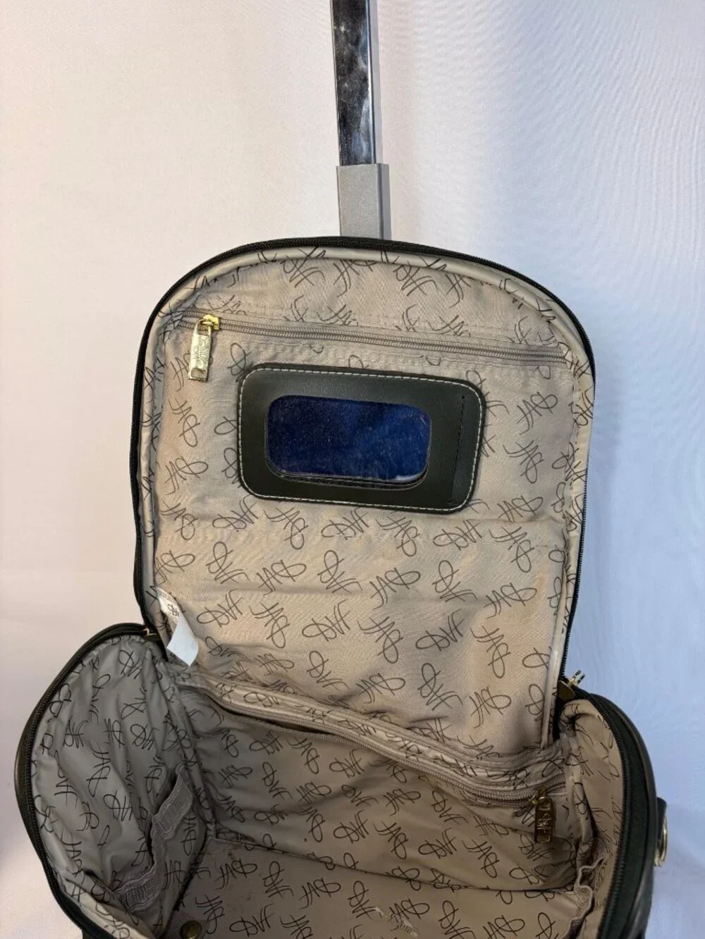 Diane Von Furstenberg DVF Black Canvas Travel Bag Toiletry Cosmetic Case Gold Lo